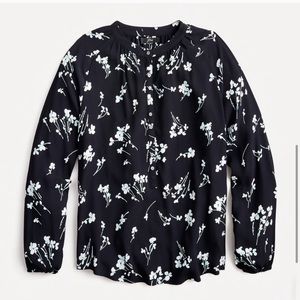 NWOT J. Crew Long-sleeve Drapey Floral Popover Top in XS